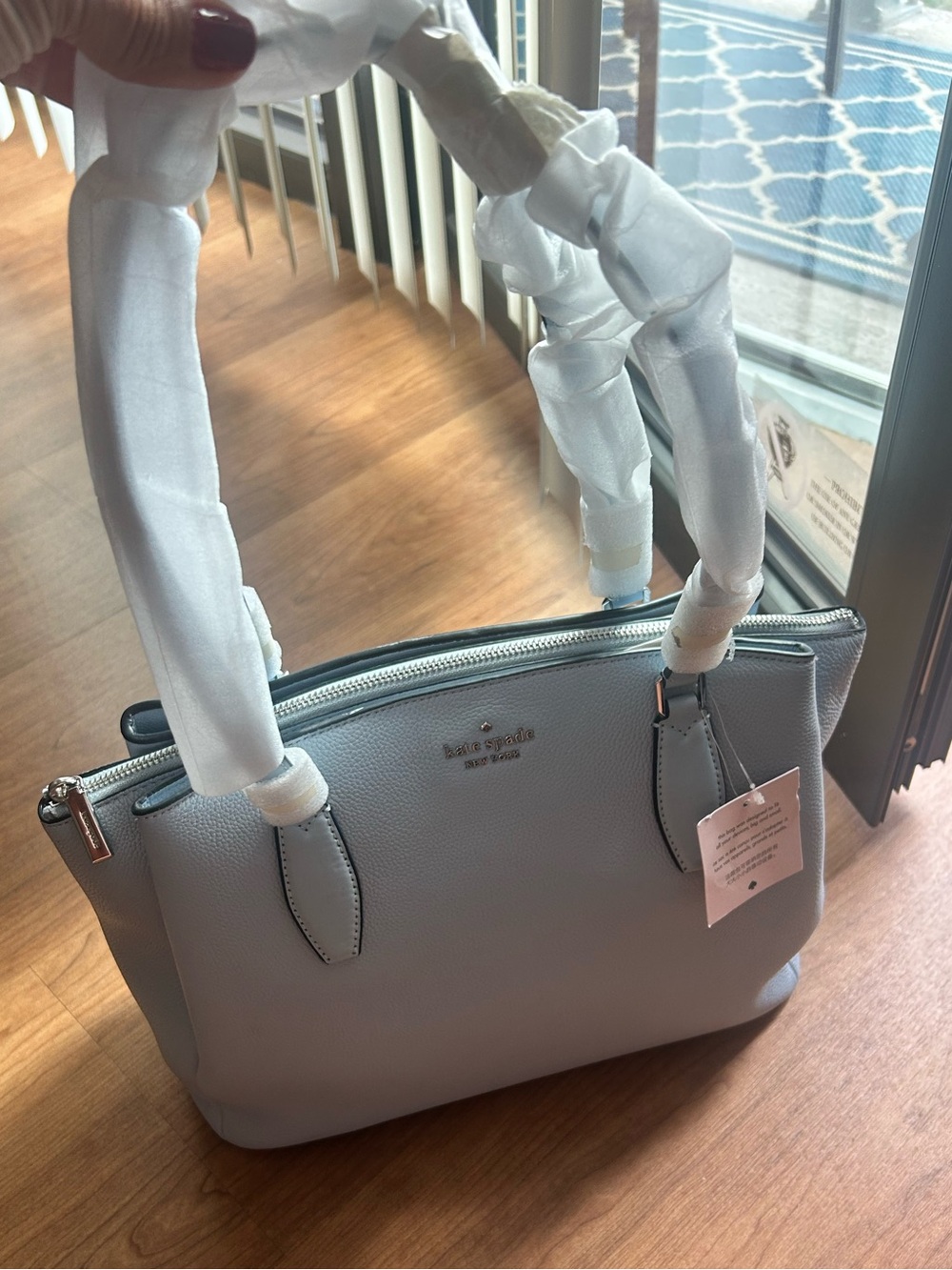 kate spade light blue leather shoulder bag